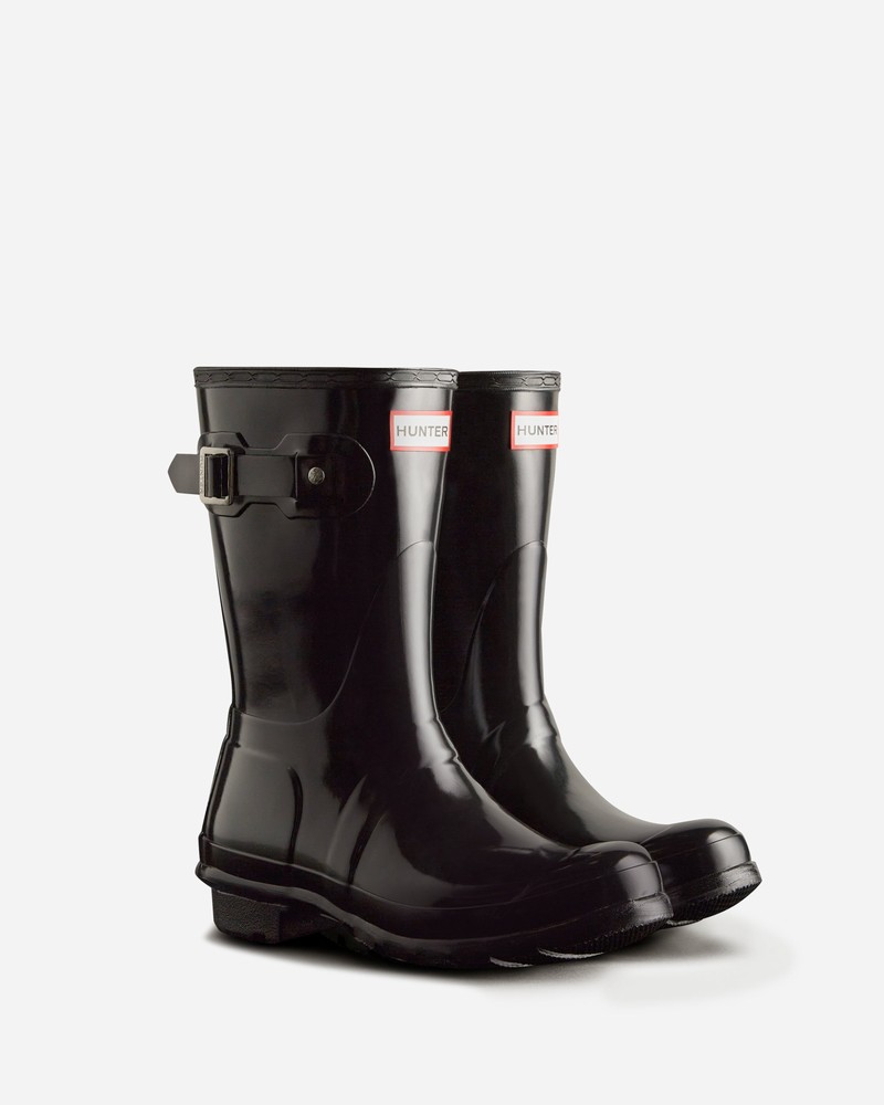 Hunter Original Short Gloss Women Wellington Boots Black | 867905437