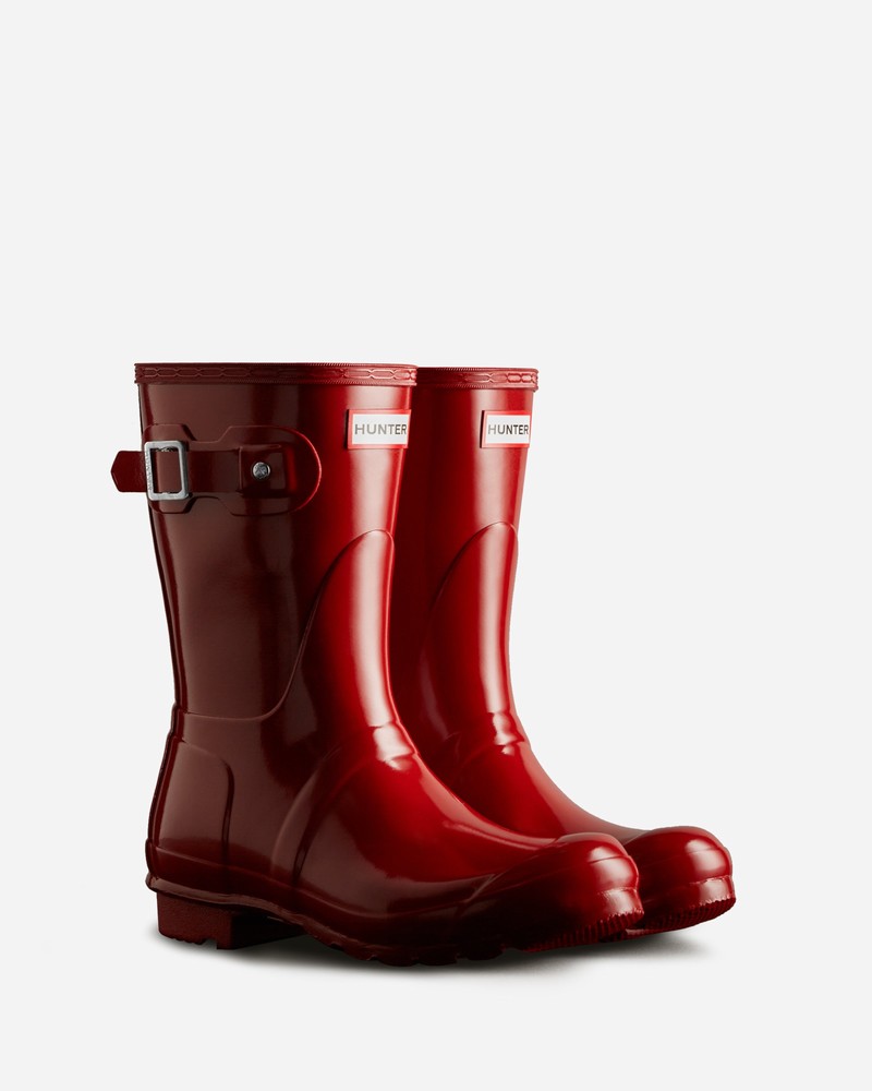Hunter Original Short Gloss Women Wellington Boots Red | 121585637