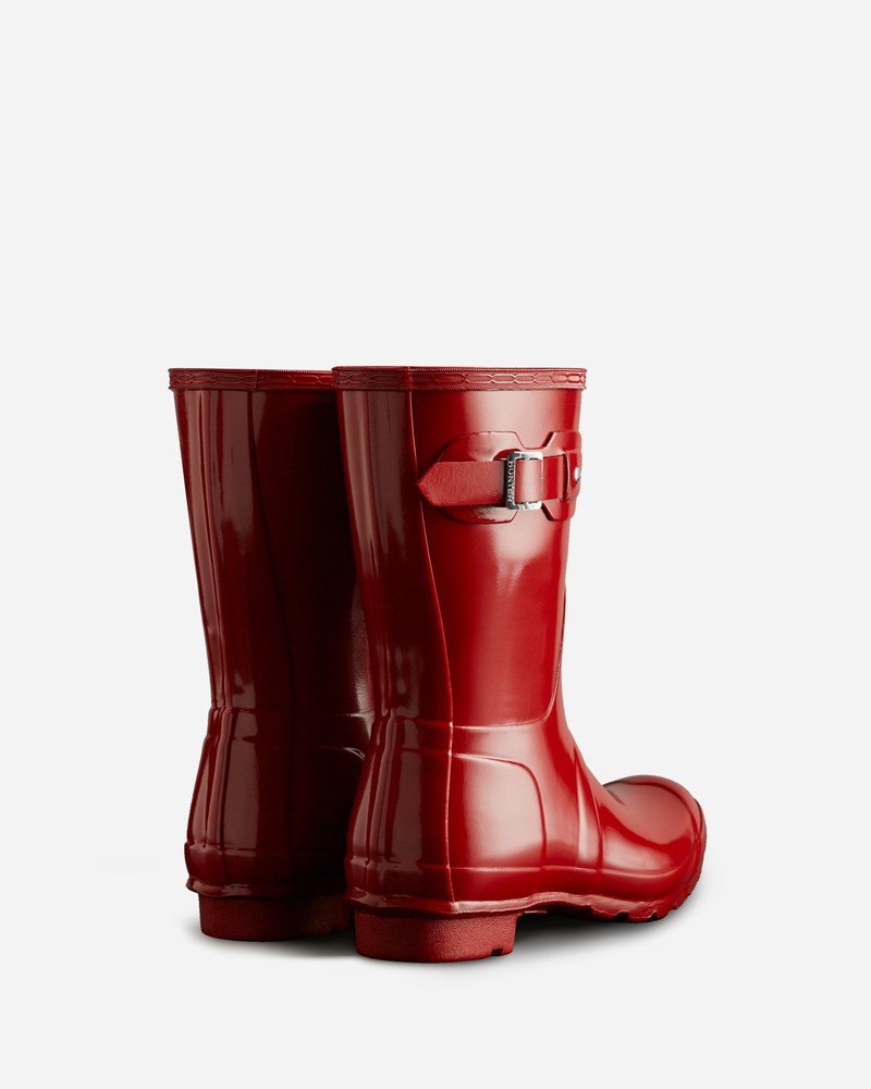 Hunter Original Short Gloss Women Wellington Boots Red | 121585637