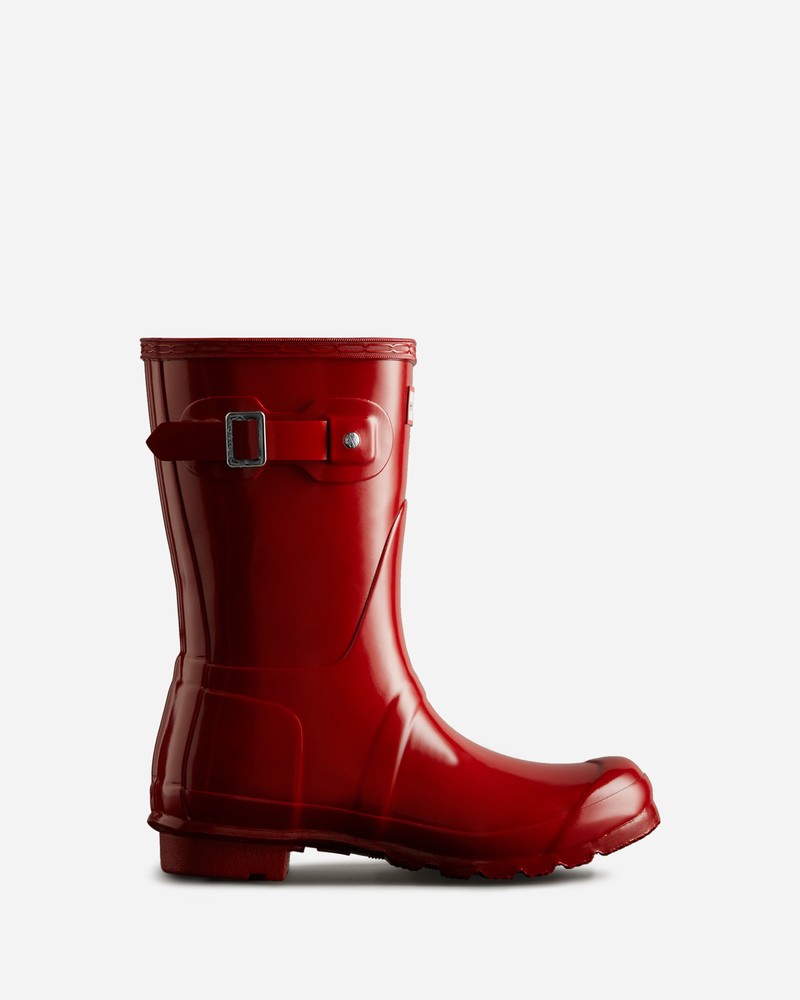 Hunter Original Short Gloss Women Wellington Boots Red | 121585637