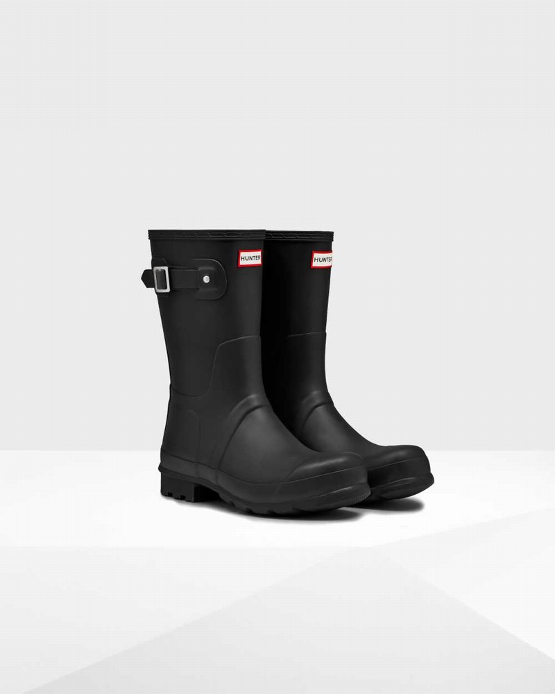 Hunter Original Short Men Short Boots Black | 264651213