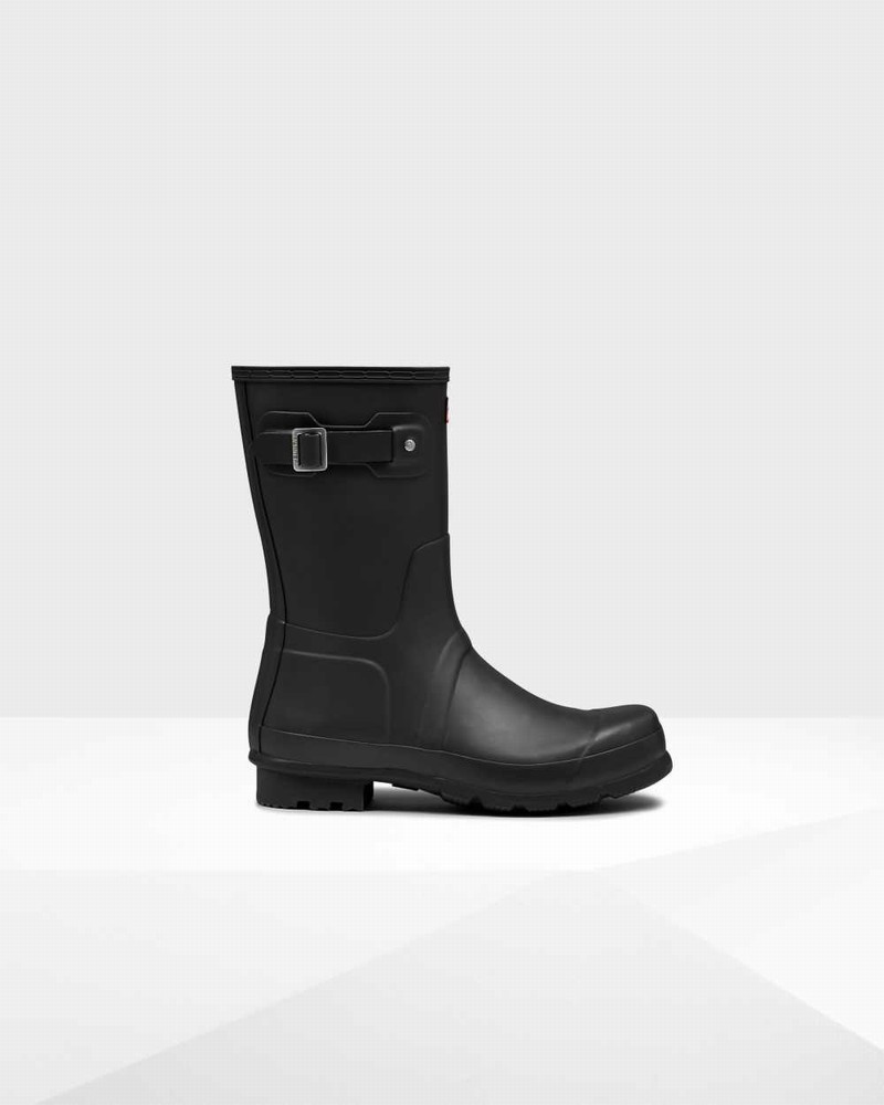 Hunter Original Short Men Short Boots Black | 264651213