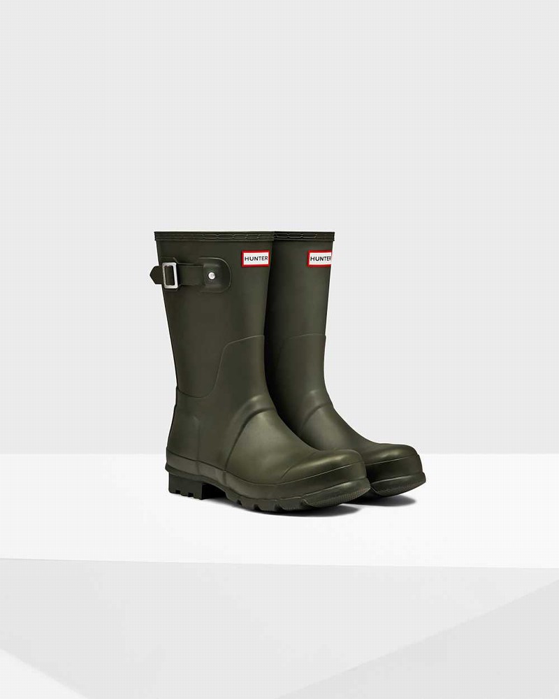 Hunter Original Short Men Short Boots Olive | 209846070