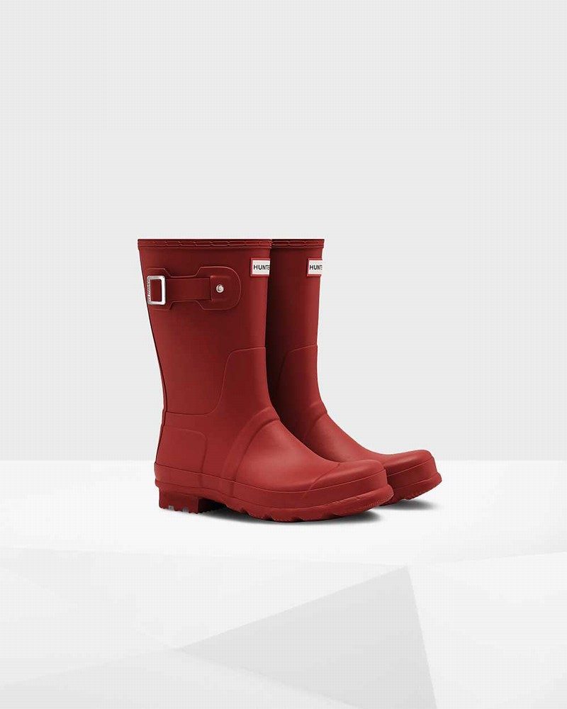 Hunter Original Short Men Short Boots Red | 686839504