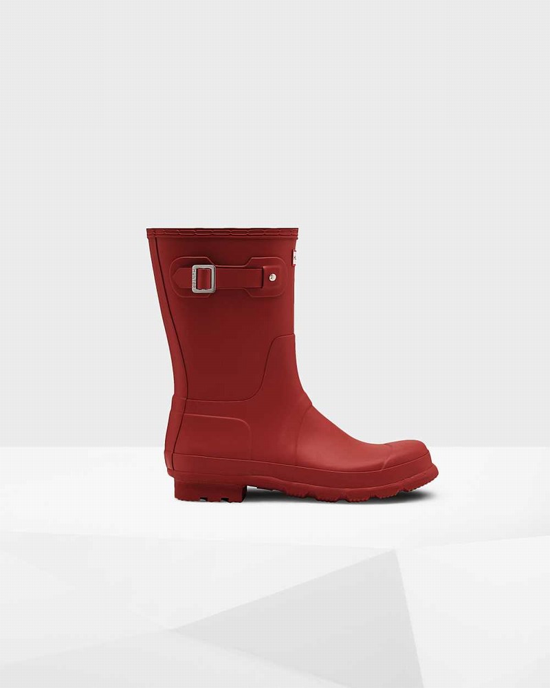 Hunter Original Short Men Short Boots Red | 686839504