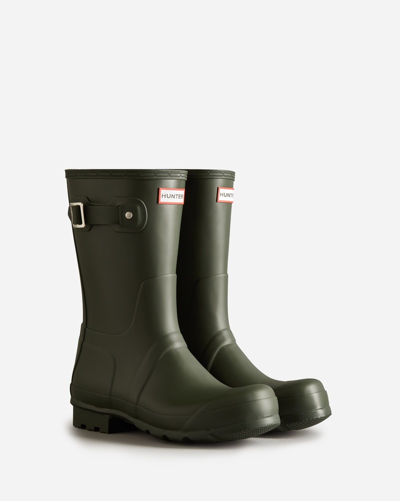 Hunter Original Short Men Wellington Boots Olive | 811759672