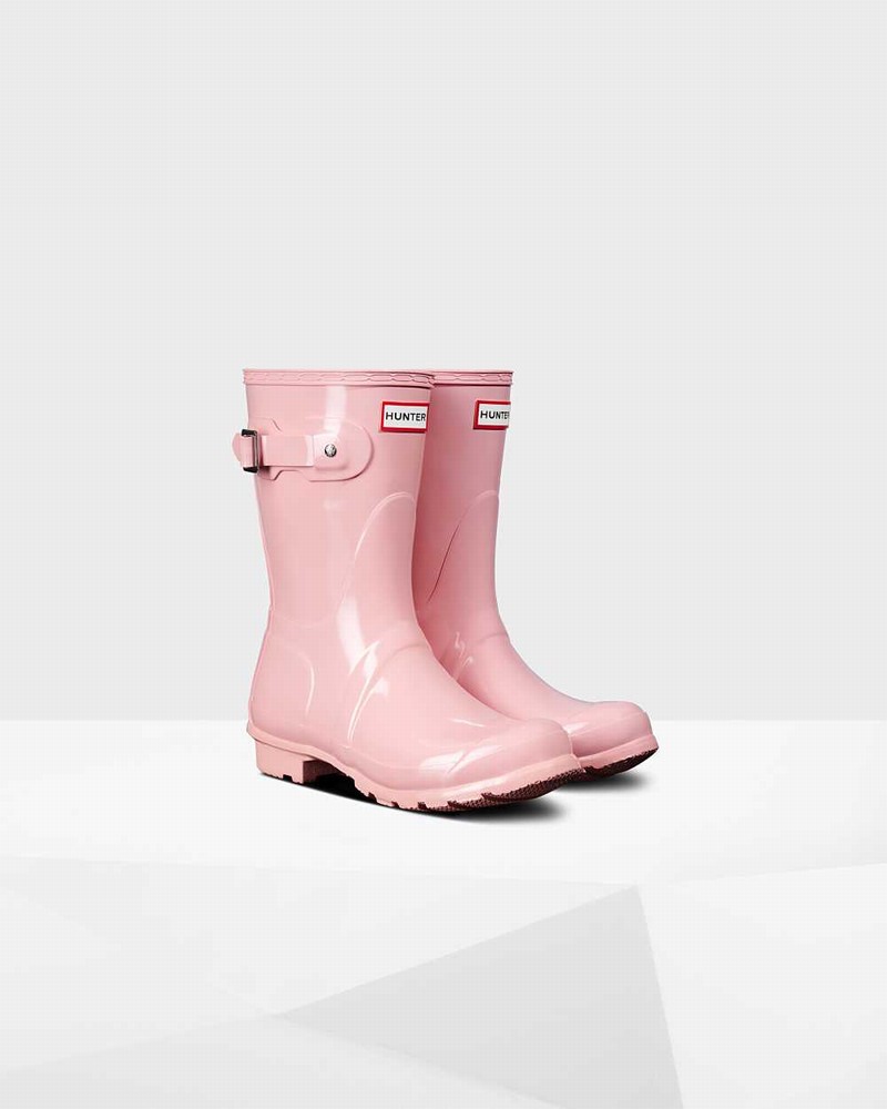 Hunter Original Short Mid-Calf Women Rain Boots Pink | 243494908