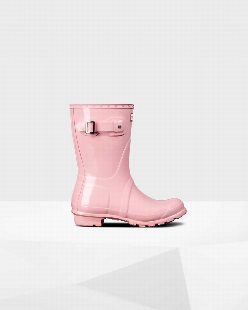 Hunter Original Short Mid-Calf Women Rain Boots Pink | 243494908
