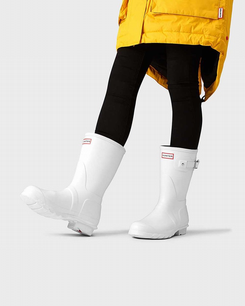 Hunter Original Short Mid-Calf Women Rain Boots White | 400955459