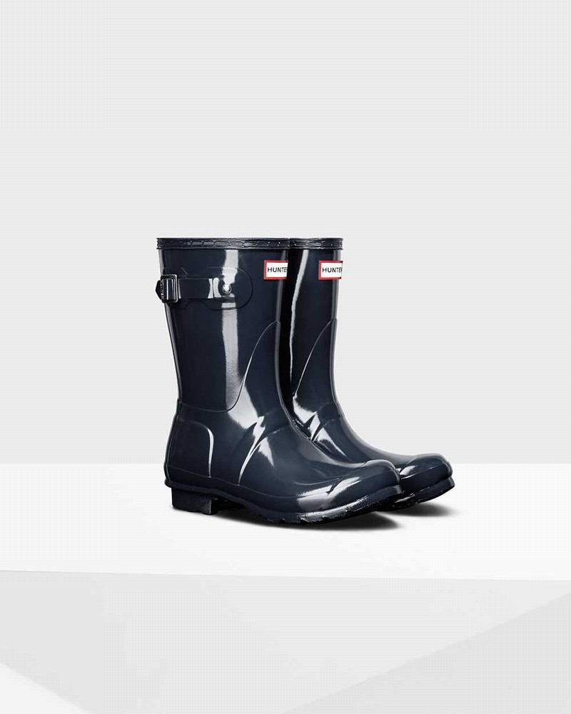 Hunter Original Short Mid-Calf Women Rain Boots Navy | 200849184