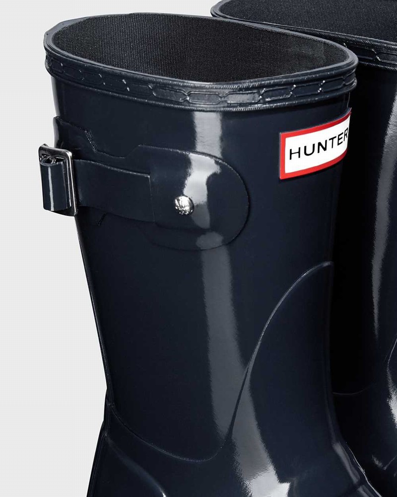 Hunter Original Short Mid-Calf Women Rain Boots Navy | 200849184