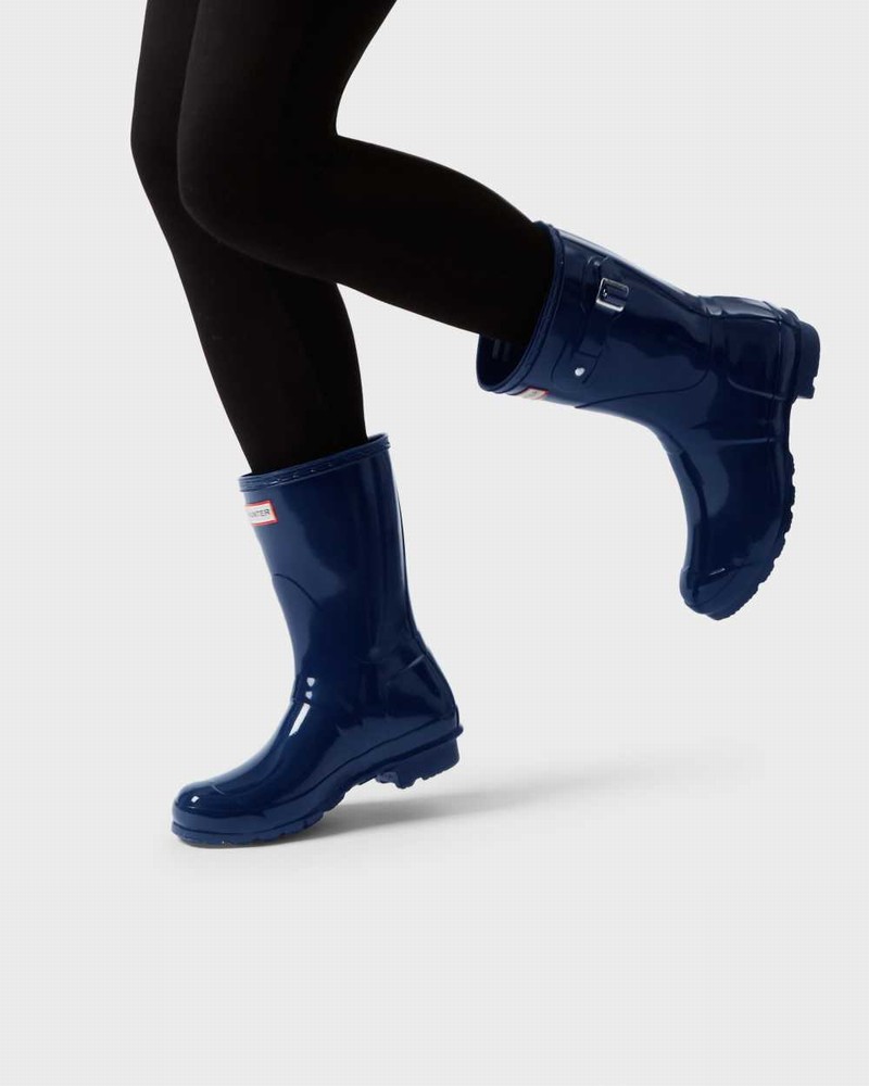Hunter Original Short Mid-Calf Women Rain Boots Navy | 200849184