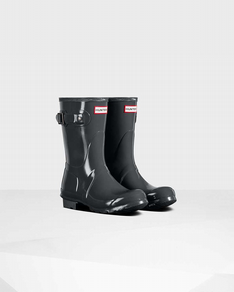 Hunter Original Short Mid-Calf Women Rain Boots Grey | 917232240