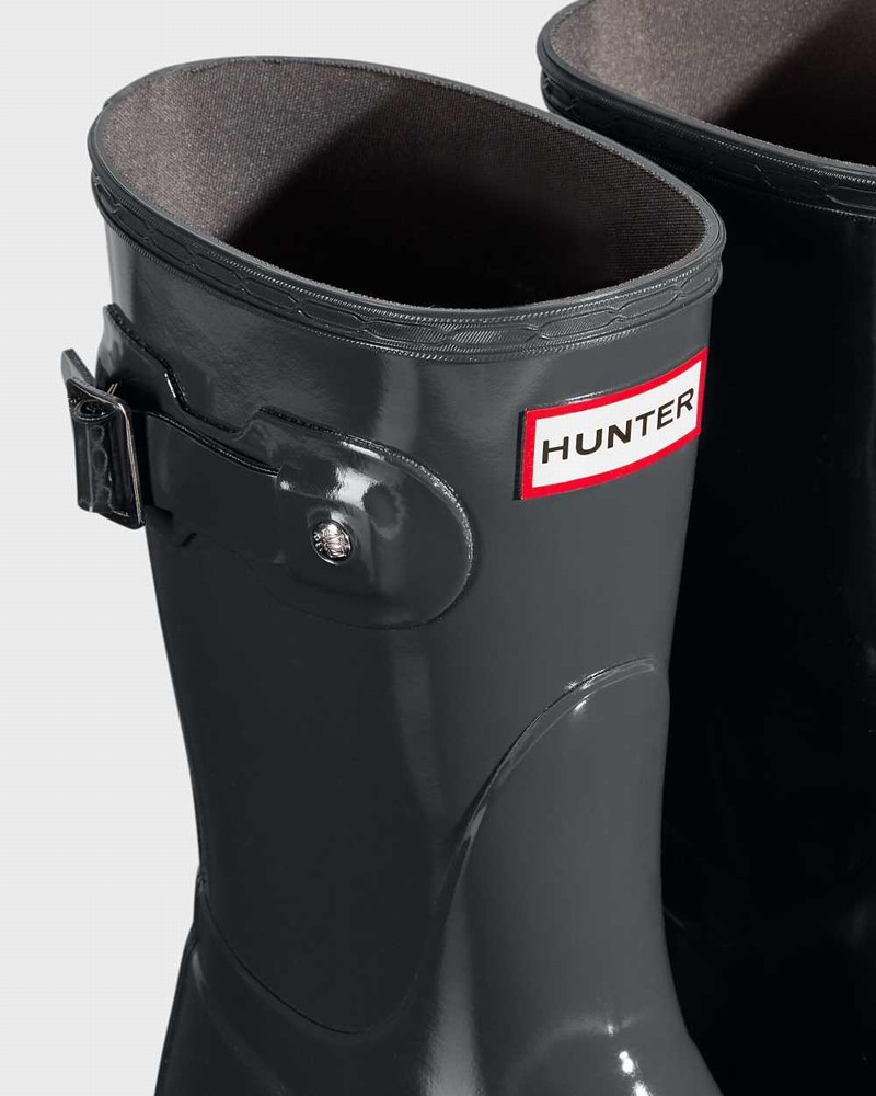 Hunter Original Short Mid-Calf Women Rain Boots Grey | 917232240