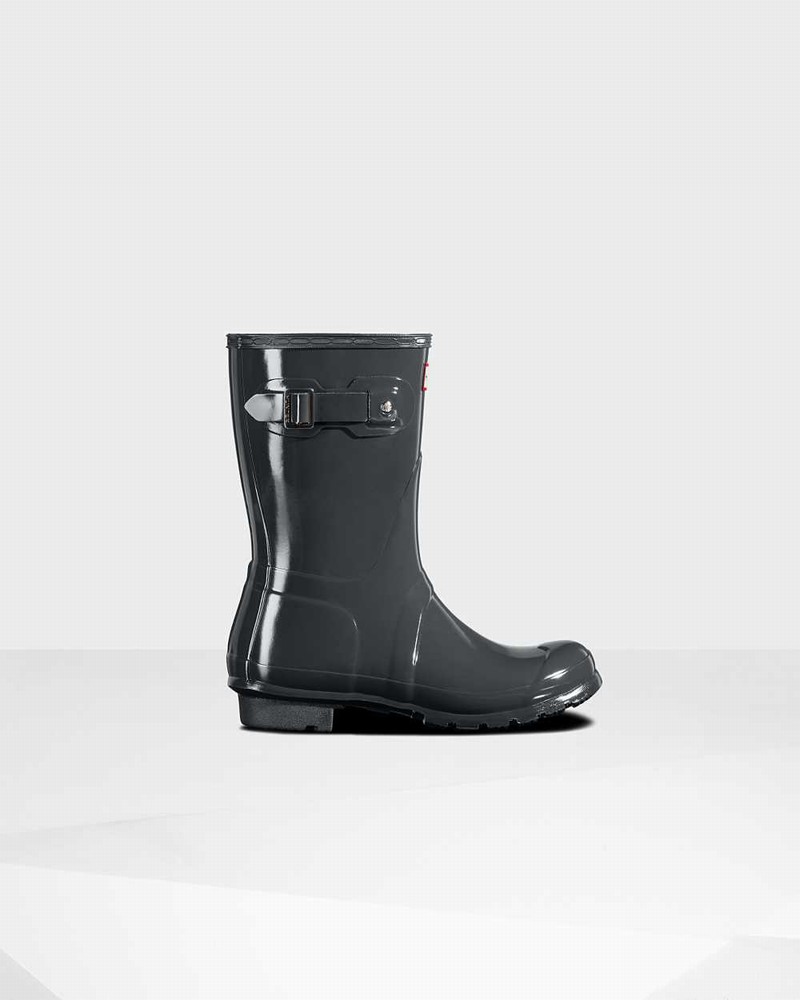 Hunter Original Short Mid-Calf Women Rain Boots Grey | 917232240