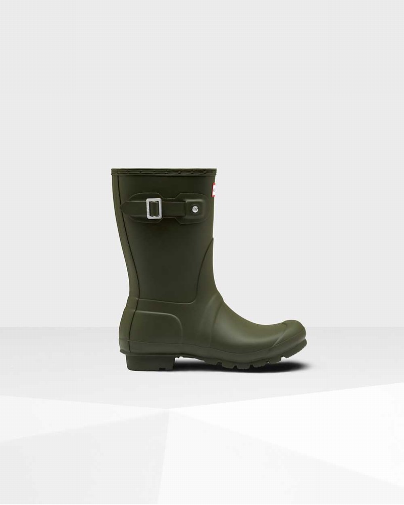 Hunter Original Short Mid-Calf Women Rain Boots Olive | 994771611