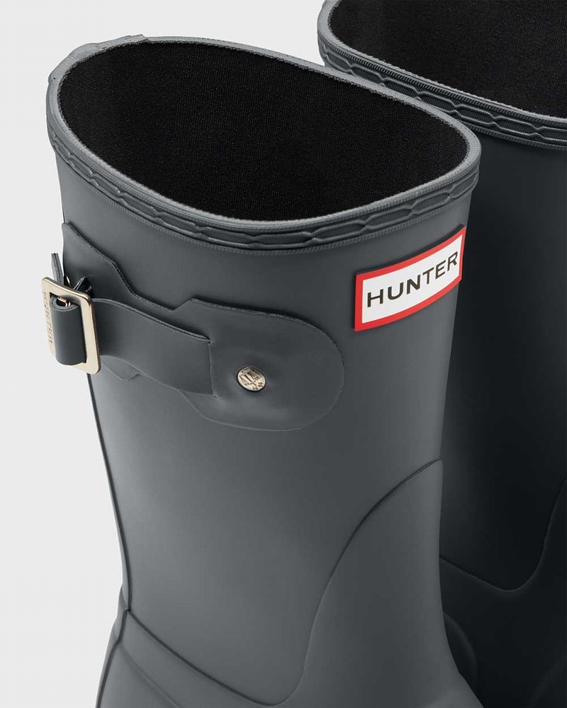 Hunter Original Short Mid-Calf Women Rain Boots Grey | 882255146