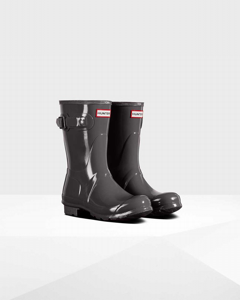 Hunter Original Short Mid-Calf Women Rain Boots Grey | 803247104