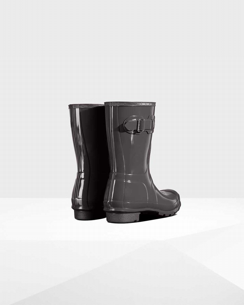 Hunter Original Short Mid-Calf Women Rain Boots Grey | 803247104