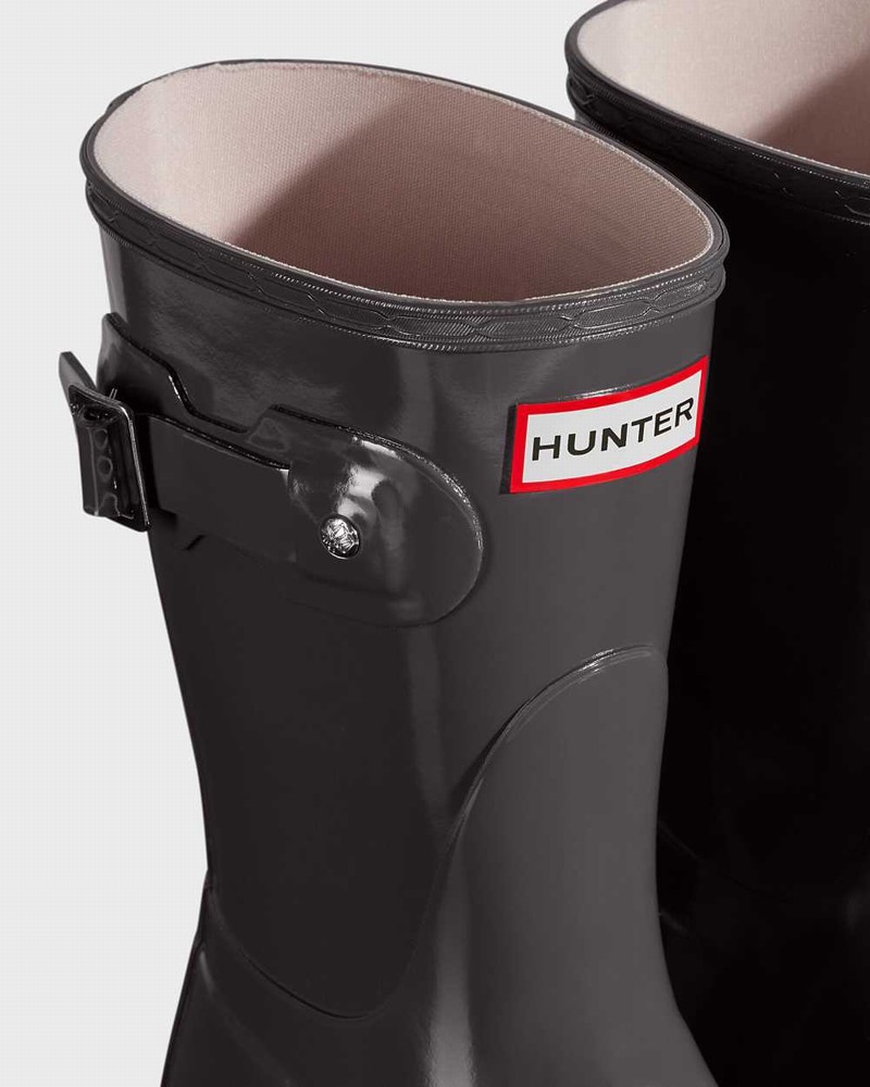 Hunter Original Short Mid-Calf Women Rain Boots Grey | 803247104