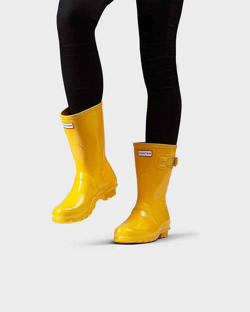 Hunter Original Short Mid-Calf Women Rain Boots Yellow | 148742217