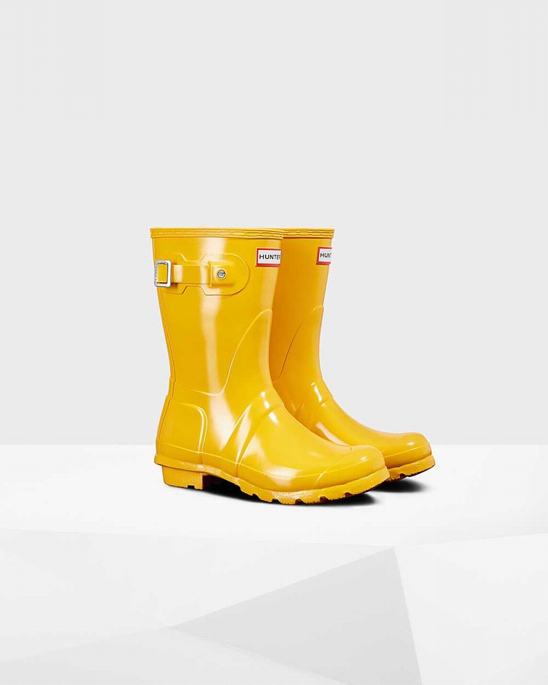 Hunter Original Short Mid-Calf Women Rain Boots Yellow | 148742217