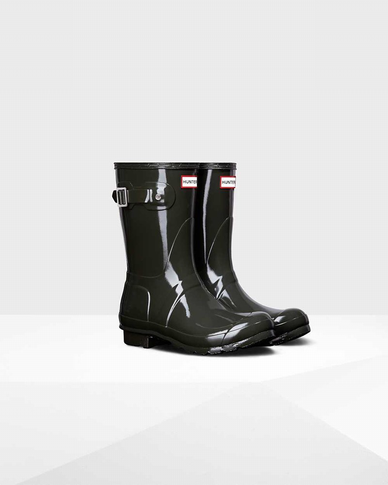 Hunter Original Short Mid-Calf Women Rain Boots Olive | 558331946