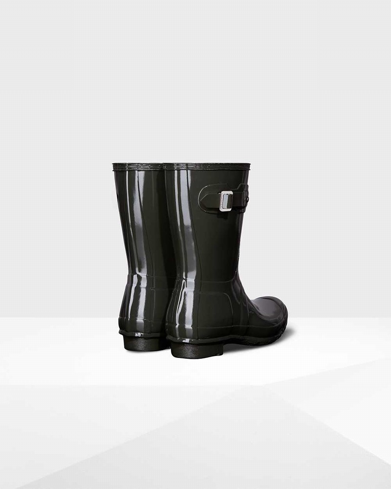 Hunter Original Short Mid-Calf Women Rain Boots Olive | 558331946
