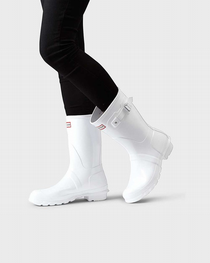 Hunter Original Short Mid-Calf Women Rain Boots White | 693973651