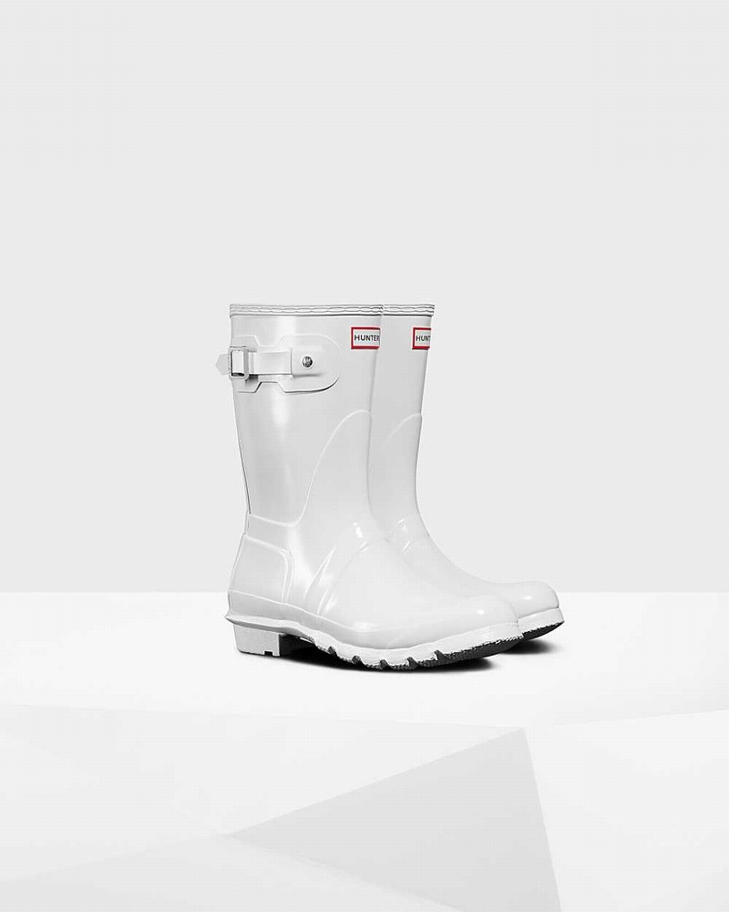 Hunter Original Short Mid-Calf Women Rain Boots White | 693973651