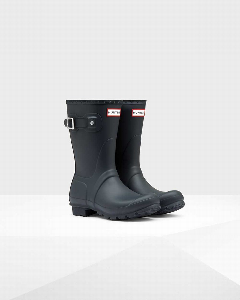Hunter Original Short Mid-Calf Women Rain Boots Navy | 770541369