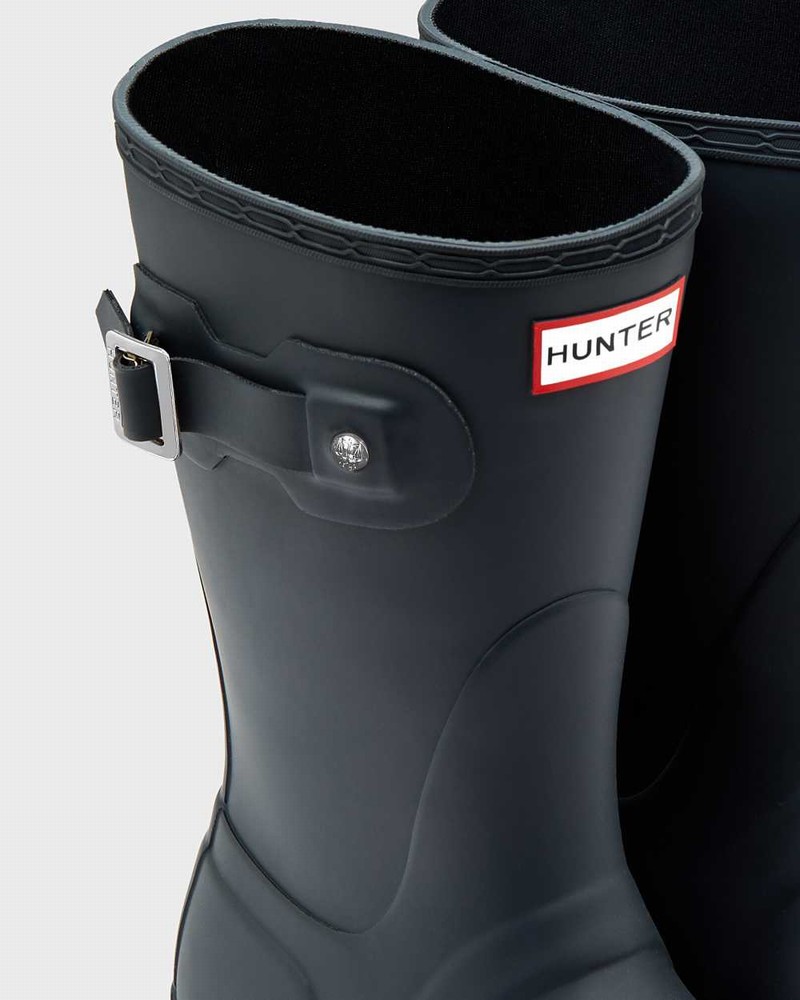 Hunter Original Short Mid-Calf Women Rain Boots Navy | 770541369