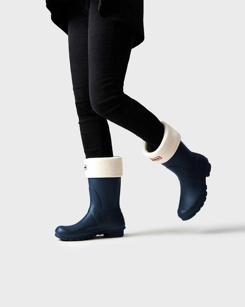 Hunter Original Short Mid-Calf Women Rain Boots Navy | 770541369