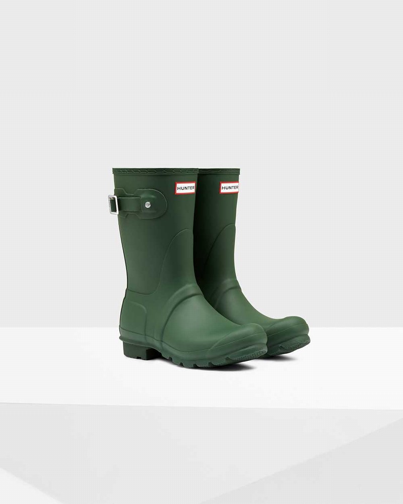 Hunter Original Short Mid-Calf Women Rain Boots Green | 337243531