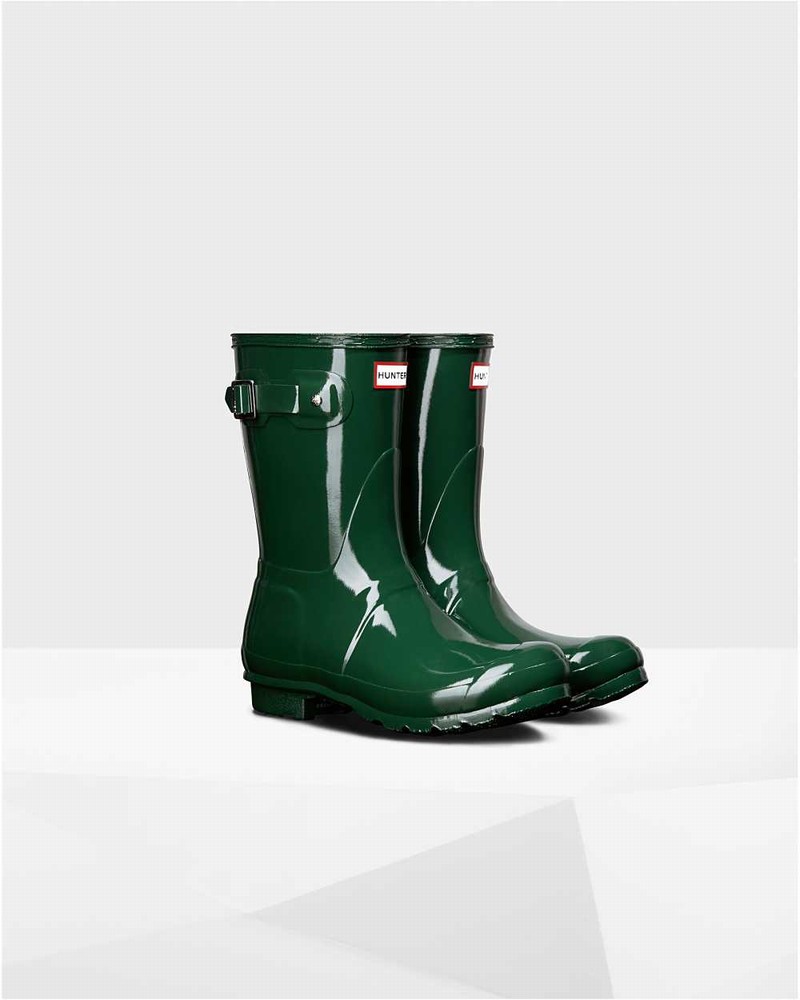 Hunter Original Short Mid-Calf Women Rain Boots Green | 884977071