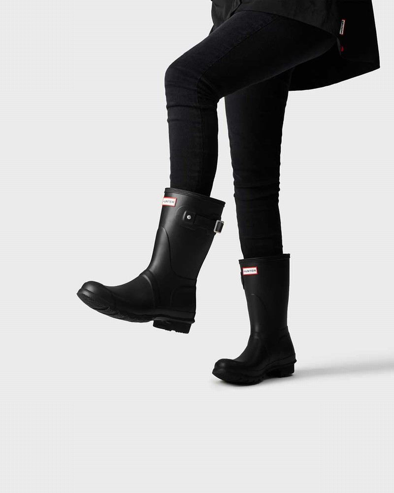 Hunter Original Short Mid-Calf Women Rain Boots Black | 95958131