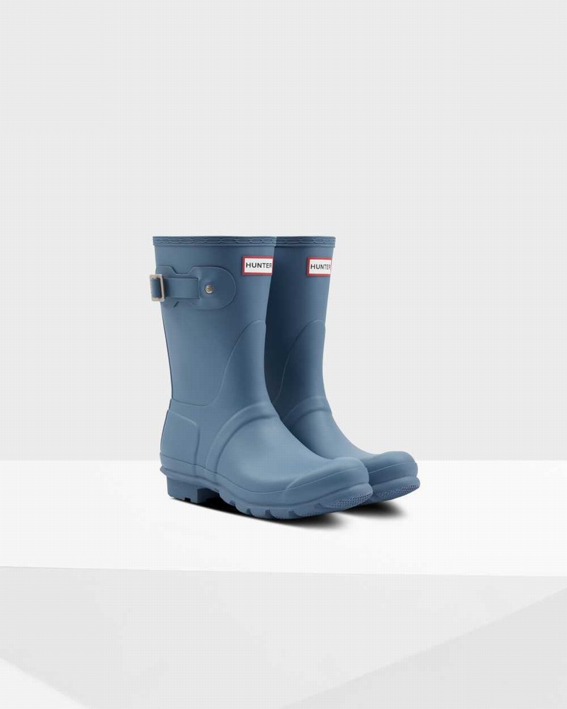 Hunter Original Short Mid-Calf Women Short Boots Blue | 222047180