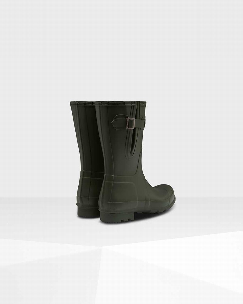 Hunter Original Short Side Adjustable Men Rain Boots Olive | 894899670