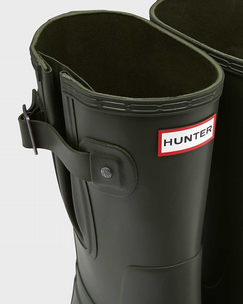Hunter Original Short Side Adjustable Men Rain Boots Olive | 894899670