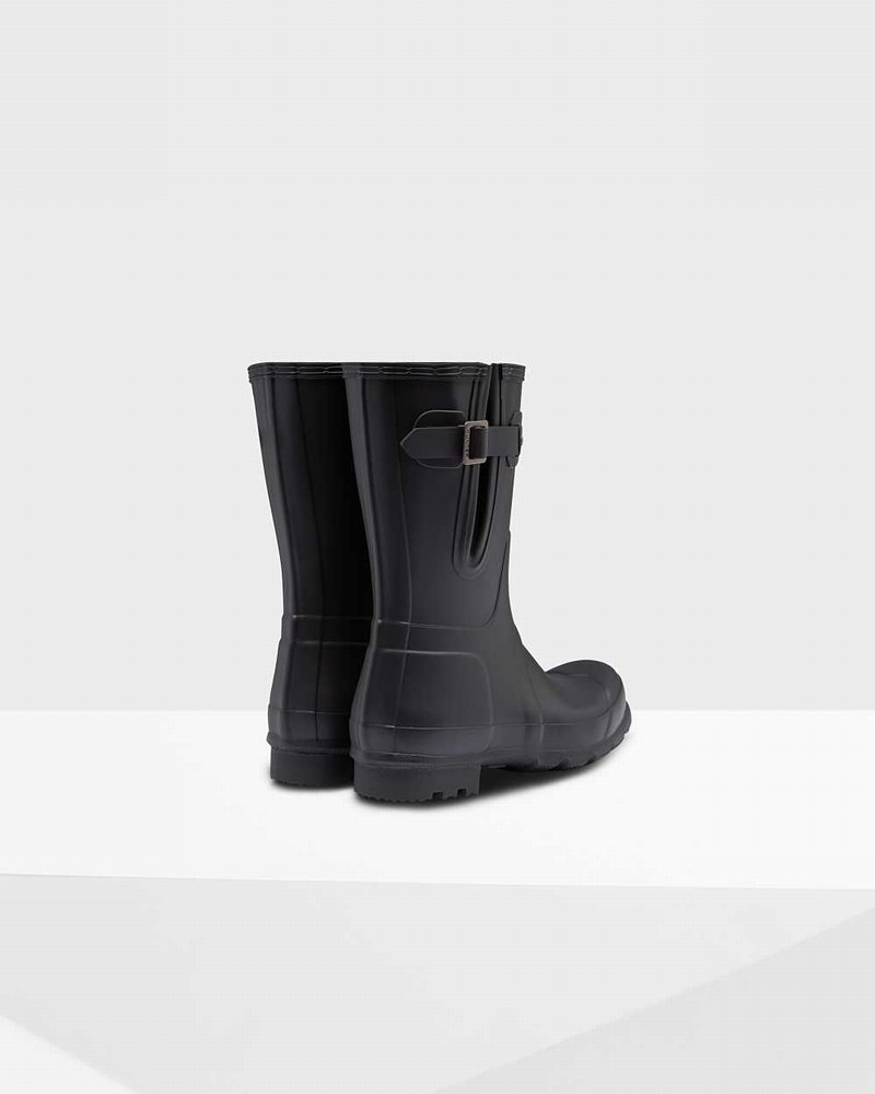 Hunter Original Short Side Adjustable Men Rain Boots Black | 337766358