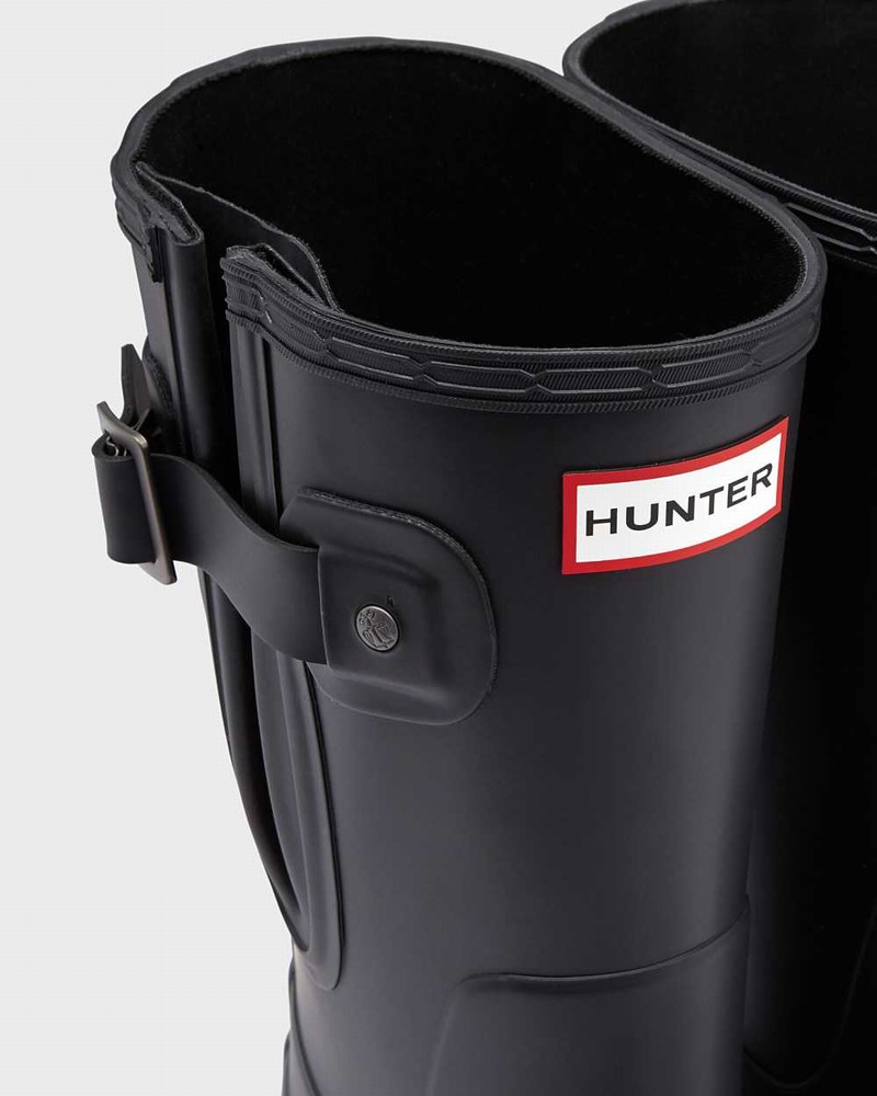 Hunter Original Short Side Adjustable Men Rain Boots Black | 337766358