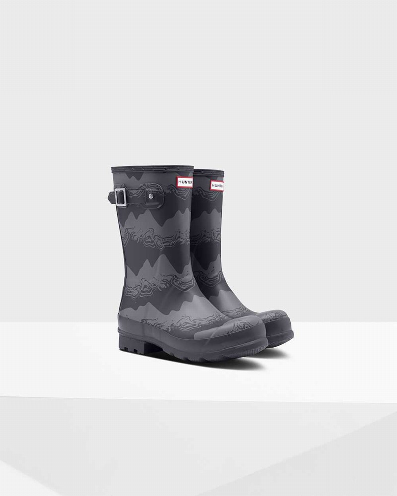 Hunter Original Short Storm Stripe Men Short Boots Black | 966074933