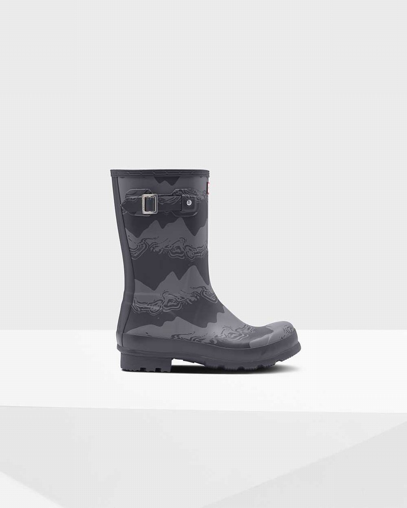 Hunter Original Short Storm Stripe Men Short Boots Black | 966074933