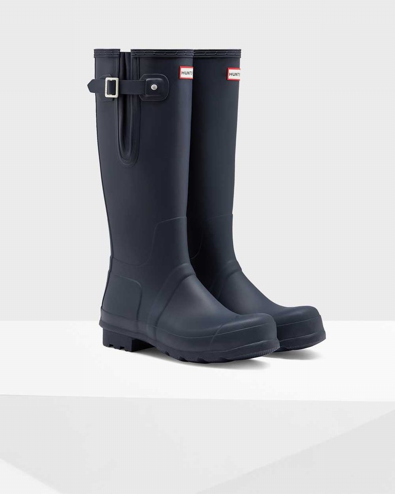 Hunter Original Side Adjustable Men Rain Boots Navy | 522948159