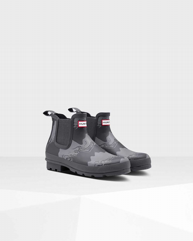 Hunter Original Storm Stripe Men Chelsea Boots Black | 474954421