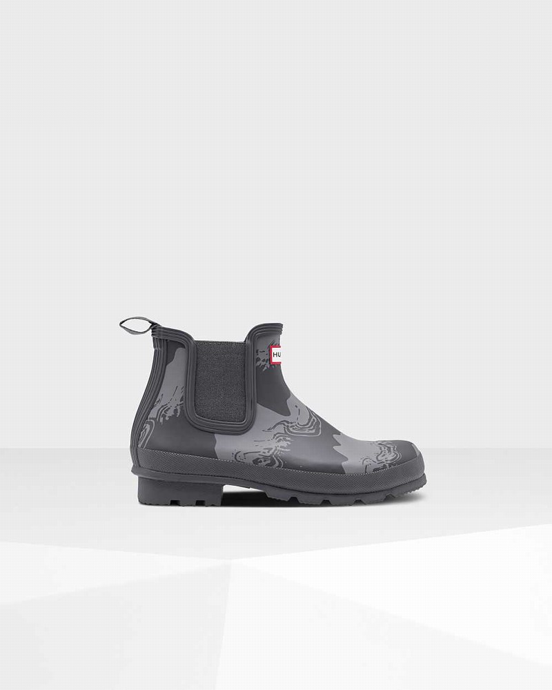 Hunter Original Storm Stripe Men Chelsea Boots Black | 474954421