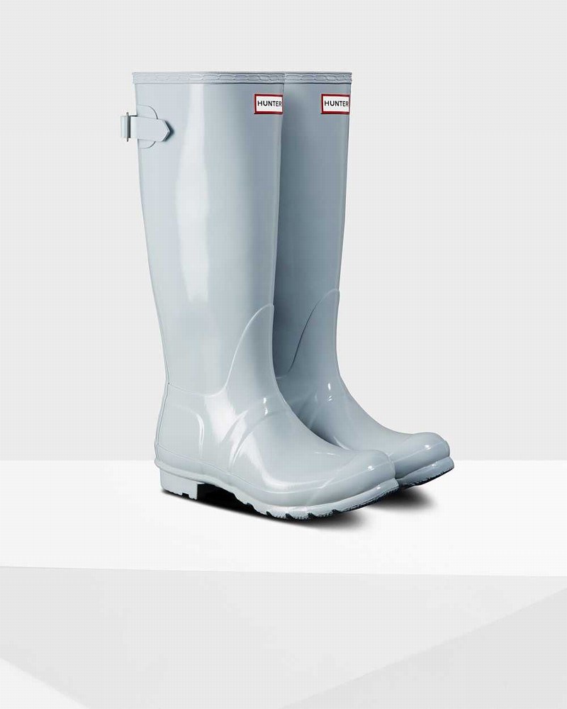 Hunter Original Tall Back Adjustable Women Rain Boots Grey | 925635741