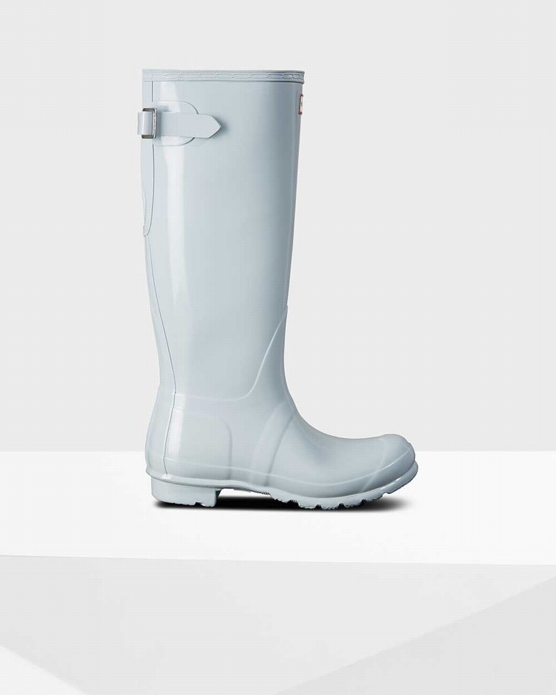 Hunter Original Tall Back Adjustable Women Rain Boots Grey | 925635741