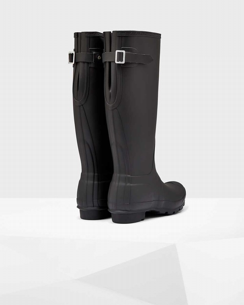 Hunter Original Tall Back Adjustable Women Rain Boots Black | 255800048