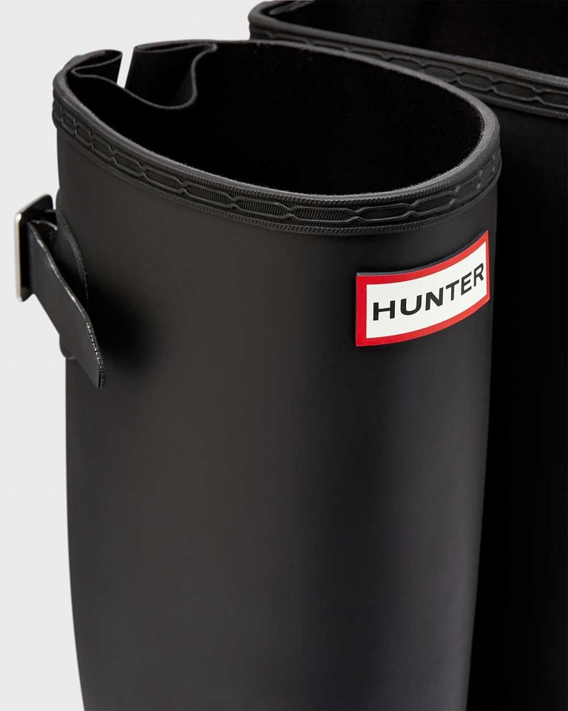 Hunter Original Tall Back Adjustable Women Rain Boots Black | 255800048